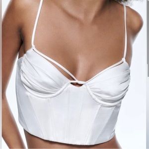 ZARA White Satin Corset Top - New with tags.